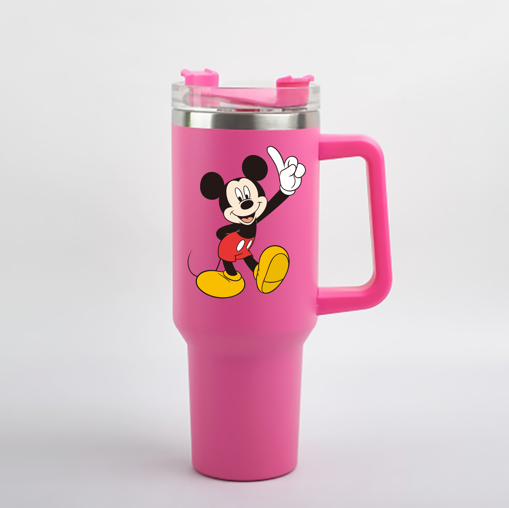 （画像用） ミッキーマウス Mickey Mouse 1200mL車用タンブラー - クリスタルステッカー（プラスチックストロー付き）